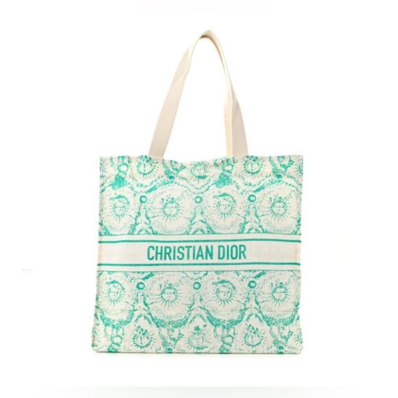CHRISTIAN DIOR Canvas Dioriviera Toile de Jouy Soleil Tote Aquamarina - Picture 1 of 5